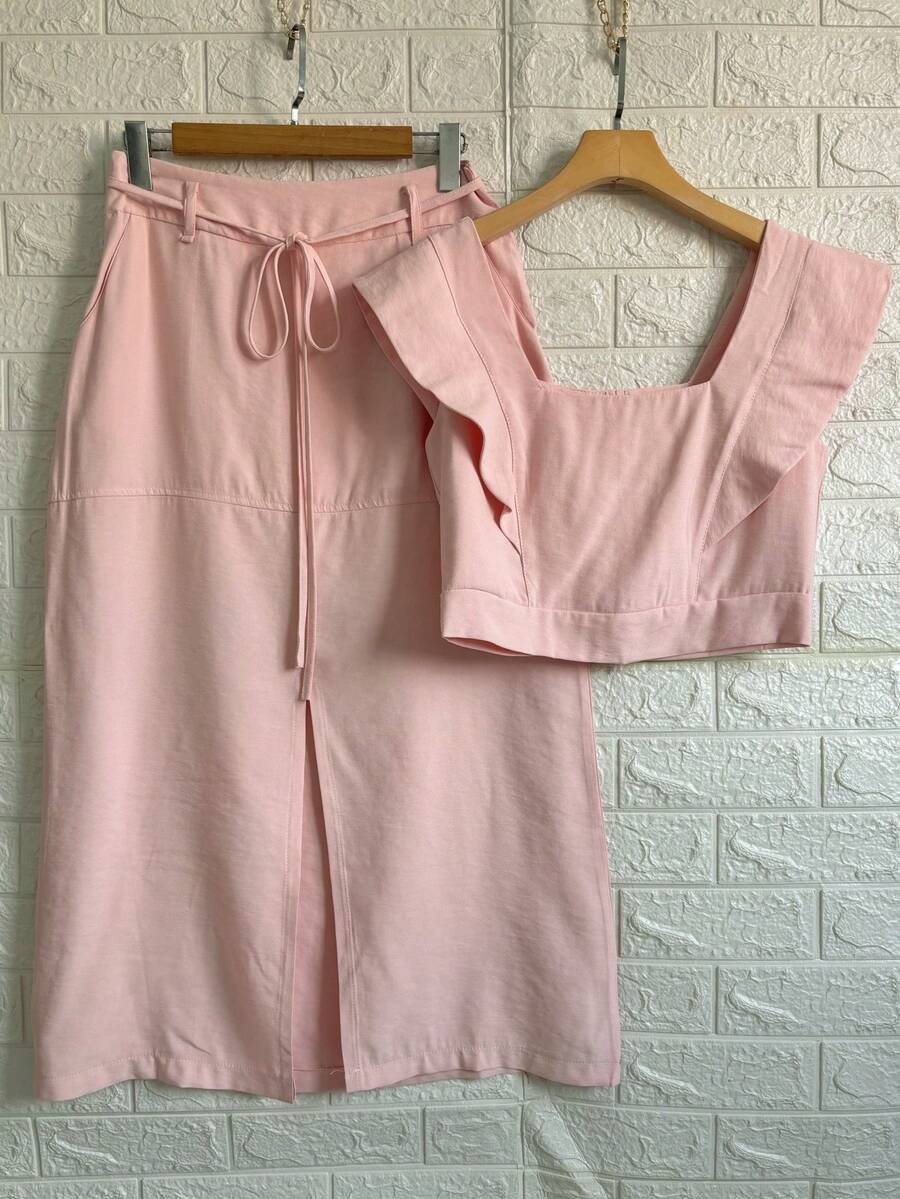 Marrant Faminina Skirt+Cropped Set - 淺粉色 - 查看 1