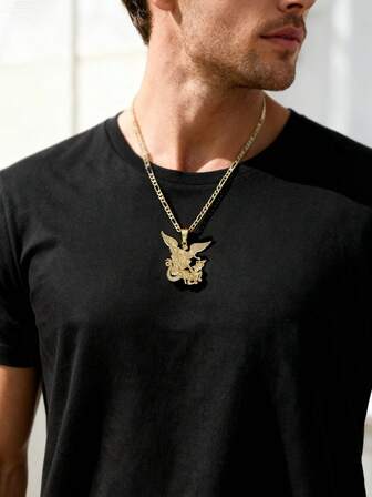 [St. Michael Angel Pendant] St.Michael Angel Pendant Necklace| 18k Golden Plating, Waterproof Chain, Men & Women, Festive Holiday Gift, Everyday Jewelry, Angelic Design, Durable Chain