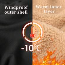 Mens Winter Thick Thermal Cotton Warm Fleece Lined Sherpa Trucker Lapel Work Cargo Jackets Coat OuterwearChristmas 8453 - 黑色 - 查看 5
