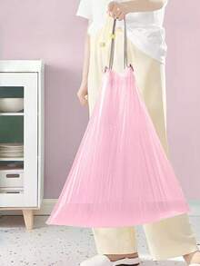1Roll(50pcs) Drawstring Trash Bags, Pink Garbage Bags 13 Gallon,50 Pack Pink Garbage Bags, Heavy-Duty Leak And Tear Resistant, Quick-Tie Closure For Easy Use, Thickened Plastic For Kitchen, Bathroom, Office, Car, Travel, Camping, Garage, Small Bin Liners - 粉色 - 查看 7