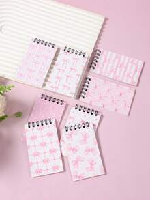 8pcs Pink Bow Spiral Notebooks, Mini Coil Memo Pads, Portable Notepads, Pink Bow Party Favors, Birthday Gifts, Party Supplies, Baby Shower Decorations, Gender Reveal Decorations, Bow Birthday Decor, Pink Bow Decorations, Holiday Party Supplies, Children's Notebooks, Children's Writing Supplies, Suitable For Everyday Home, Office, Shopping List, Daily Record - Bow - View 4