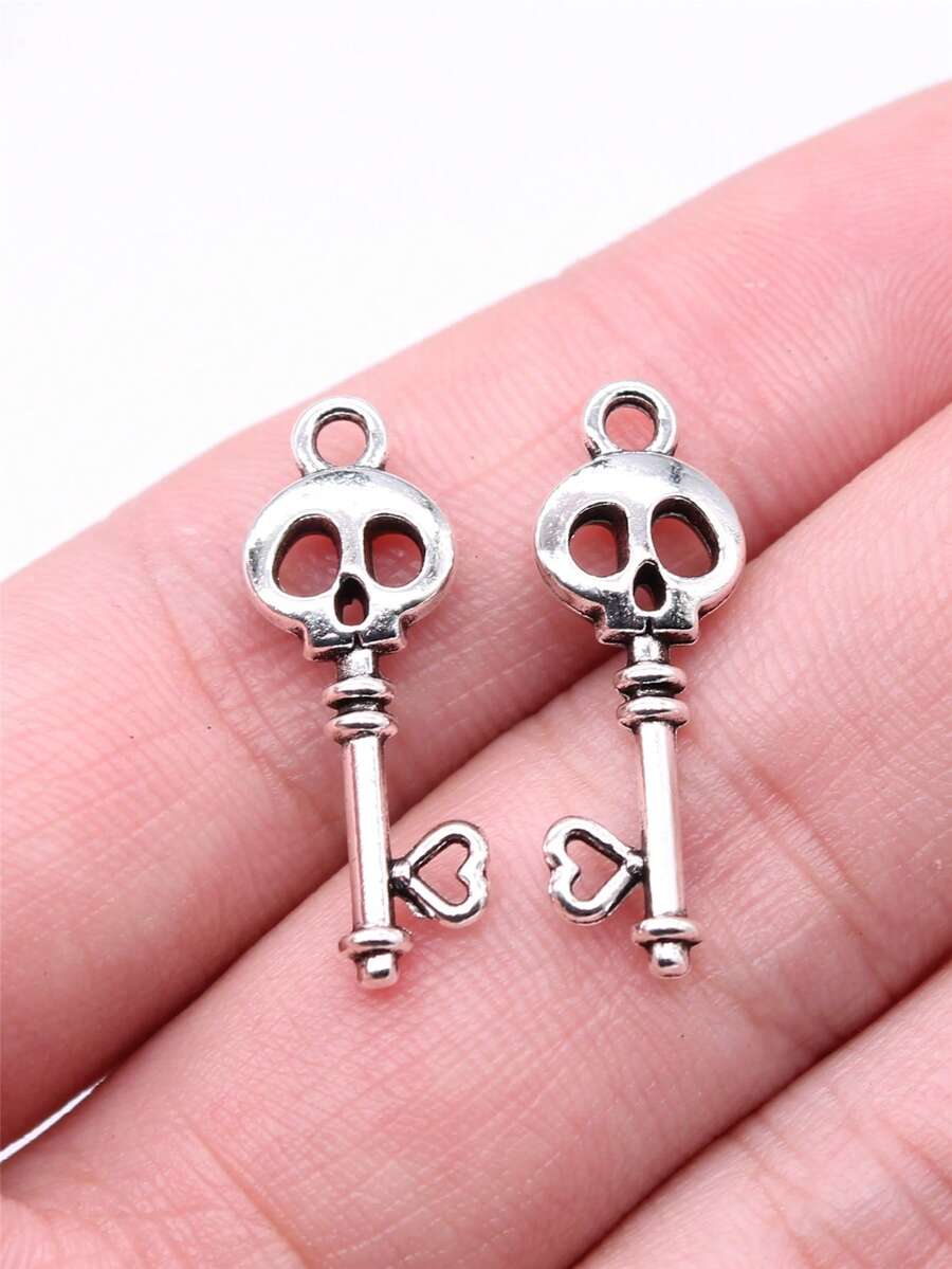 20pcs 26x9mm(1.02x0.35inch) Skull Heart Key Charms Pendant For DIY Jewelry Making Necklace Keychain Phone Chain Bracelet Making Accessories Handmade Craft Making Findings - Skull Key - View 1
