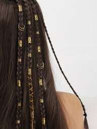43pcs Gold Wire Shaped Hair Rings Mixed Set, Women's Braided Hair Accessories, Holiday Party Headwear, Halloween Hair Decorations