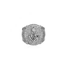 1 Piece Vintage Masonic Letter Ring  Electroplated Full  Personality Hip Hop Men's Ring - 金(白鋯) - 查看 7