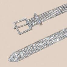 Vintage Silver Waist Belt, 1PC - Full Diamond-Encrusted For High-End Elegant Women, Wonderful Gift For Elegance Lovers, Suitable For Daily Wear, Evening Gatherings & Glamorous Casual, A Thoughtful Present For Women Into Timeless Sparkling Aesthetics