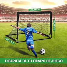 LENGSIDA Porteria Futbol, Juego de 2 Porteras de Fútbol para Plegables, Acero, Fibra de Vidrio, Oxford y Poliéster, Montaje Rápido - Negro - Ver 7