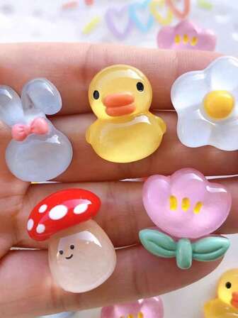 Suricat 10 Peças Encantos Transparentes de Decoração em Formato de Pato, Coelho, Cogumelo, Flor, Peixe, Caranguejo, Polvo, Cavalo-Marinho, Adequados para Tamancos, Sandálias de Praia