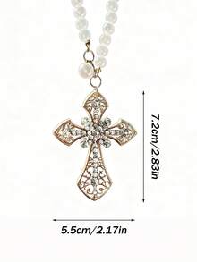 1 Stück Auto Innenraum Anhänger aus Legierung mit Diamant-Kreuz, Auto Rückspiegel Dekoration