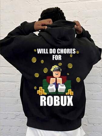 Teen Boy Fun For Beginners And Professional Gamers To Do Household Chores Hooded Sweatshirt , Street Fashion Casual, Suitable For School, Vacation And Shopping