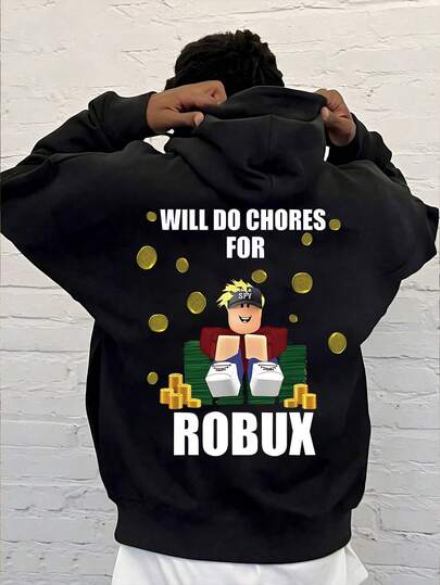 Teen Boy Fun For Beginners And Professional Gamers To Do Household Chores Hooded Sweatshirt , Street Fashion Casual, Suitable For School, Vacation And Shopping