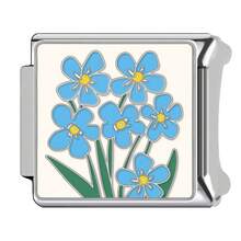 1PC Stainless Steel Italian Module Bracelet Components, Featuring Various Floral Patterns, DIY Making Jewelry For Bracelet Necklaces, Can Be Freely Matched With Different Styles