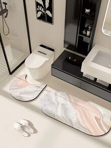 1/3 buc Covoraș Absorbant Antiderapant pentru Baie, Covoraș cu Gel de Silice, Baie cu Model Retro, Covoraș de Toaletă în Formă de U, Covoraș Absorbant pentru Chiuvetă, Covoraș de Bucătărie cu Grosime de 2,5 mm Decor de Crăciun