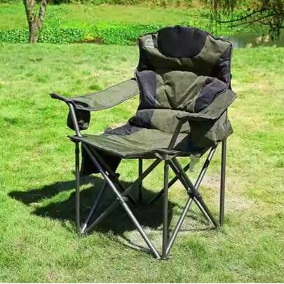 Składane krzesło kempingowe, przenośne, izolowane krzesło wypoczynkowe, krzesło plażowe z grubej tkaniny Oxford, wygodne krzesło wędkarskie z oparciem