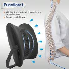 Lumbar Support Pillow Car, Foam And TPE Gel Lumbar Pillow Lower Back, Back Cushion Driving Chair Support Car Office Chair Wheelchair Black - 黑色 - 查看 4