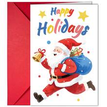 Zestaw 5 zabawnych kartek świątecznych z życzeniami i kopertami, ręcznie pisane kartki świąteczne z kreskówkowymi życzeniami