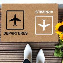 1 Piece Airline Themed Doormat With Airplane And Departure Text - 3.94inch Thick TPR Non-Slip Rubber Base, Washable, Yellow Coconut Brown Design, Suitable Entrance, Living Room, Bedroom, Kitchen, Bathroom, RV, And Elevator - Durable Home Decor, Entrance Doormat, Tropical Home Decor, Non-Slip Base FE4Q - 彩色 - 查看 12
