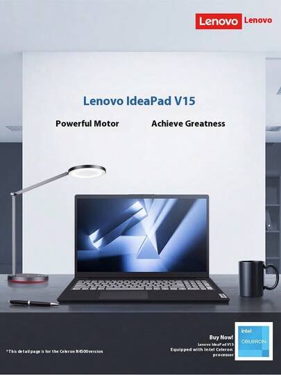  Lenovo V14/V15 Laptop, Business Office Lightweight Notebook, 15.6 Inch, Celeron N4500, 8GB, 256GB