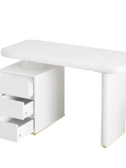 Moderne Bureau 117*50*74 Cm Wit Full Lacquer Finish, Cloud Shape, Drawers, Thickened Tabletop Legs, Rounded Curves, Stable Fully Lacquered, French view 4