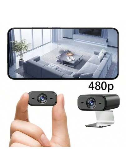 1pc Mini WiFi Security Camera Portable, Self Adhesive, 1080P HD Video, Wireless Home/Office System Wide Angle, USB Powered view 2