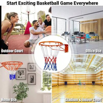 45CM (18") Professional Basketball Hoop - Wall Mounted Outdoor Hanging Rim With Net & Screws, Fits No.7 Basketball (Youth & Adults)
