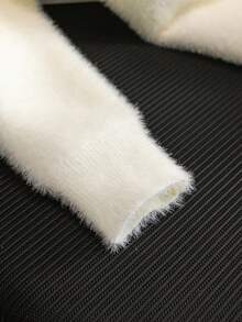 Girls' Cute Ombre Cherry Knit Sweater, Faux Fur Lined, Suitable For Daily, Vacation, Spring, Autumn, Winter - Yellow - View 7