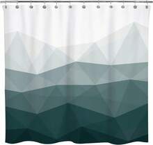 Popular Ombre Blue Fabric Contemporary Shower Curtains For Bathroom Dcor - 墨綠色 - 查看 5