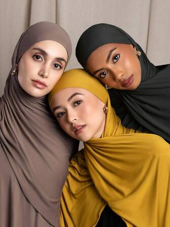 3 piezas de hijab de modal, hijabs de jersey de unicolor para mujeres