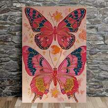 Seria Dopamină Roz cu Fluturi Colorați, Imprimeu Pe Pânză - Artă Modernă cu Animale Pline de farmec - Cerneală pe Pânză - Pentru Decor Acasă, Birou, Cameră de Zi, Dormitor - Poster de Perete Fără Înrămat - Utilizare Interior - Cadou Perfect pentru Iubitorii de Artă