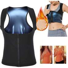 Chaleco Sauna para Mujer, Chaleco de Sudor, Camiseta sin mangas de sauna con corsé delgado,  para Mujer Gym, Corsé de entrenador de cintura, Chaleco con cremallera Reducir Cintura Abdomen (S/M) - 2XL / 3XL - Ver 9