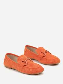 Mocassins perforés doux avec détail de boucle - Chaussures d'été casual pour femmes - Orange - Voir 5