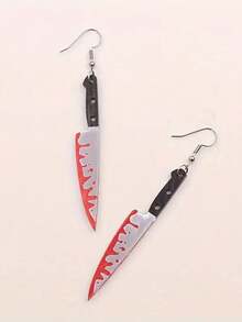 1 Paar rote Taschenmesser Tropfen Ohrringe für Frauen für Halloween Party Schmuck Halloween Geschenk