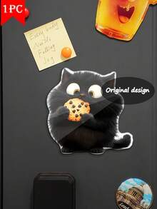 1pc Acrylic Peeking Cat Fridge Magnet - Cute Cabinet Decor, Magnetic For Doors, Fridge, Dishwasher, Soft Base & Clear Acrylic - Ideal Gift For Cat Lovers, Kitchen & Fridge Decor (Compatible With Fridge Magnets, No Adhesive Needed) - Charming Fridge Magnet, Black & White Cat With Golden Eyes And Paw Print Tag, Vintage Farmhouse Fridge Magnet, Fridge Magnet Animal, Fridge Floral Magnet