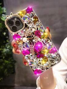 Husă de telefon de protecție cu design de vulpe și perle de lux, compatibilă cu 17 Pro Max/16 Plus, anti-cădere