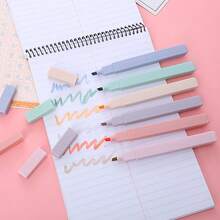 4pcs Creative Eye-Friendly Soft Tip Highlighter Pens, Soft Tip Marker Pens For Highlighting, Soft Angled Tip Fluorescent Pens For Students, Suitable For Learning, Office, Marking