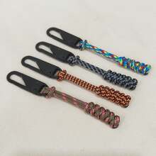 4pcs Paracord Zipper Pulls Replacement Tab Universal Nylon Metal Zipper Clips Repair Kit, Hand Woven Rope Handle Cord Tab For Backpacks Jackets Luggage (4Pcs-A)