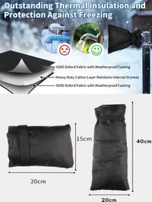 1 pieza Cubierta de grifo de estilo vintage para exteriores - Protección contra congelación con franja reflectante, protector de grifo aislado de poliéster universal antihielo con accesorios de instalación, se ajusta a conectores de Norteamérica, compatible con válvulas de caja de tinta, superficie sin terminar