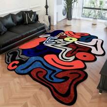 超大尺寸地毯 - 柔软厚绒地毯（70.87英寸以上，2.16平方米以上），可机洗，适用于客厅卧室，红/蓝/黑/白/灰/米色可选，现代家居装饰 - 奢华地垫，艺术风格装饰地毯 - 黑色 - 查看 2