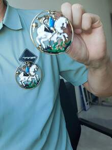 1pc Alloy Ancient Roman Knight Badge, 6.5cm/2.56in, Brooch For Men And Women, Creative Cultural Gift