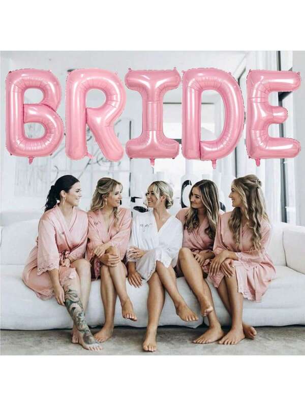 Balões de festa de noivado de 40 polegadas, branco-creme e rosa-pérola, para despedida de solteira, adequados para chás de panela, despedidas de solteira, etc., balões de letras com logotipo e faixa metálica para noivado, decoração de festa de noivado e casamento