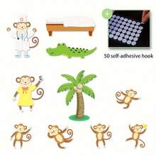 hoojojo 10 Pcs Five Little Monkeys Story Felt Set, Educational Storytelling Props, Classroom Drama Performance Tools, Interactive Teaching Aids, Montessori Learning Materials, Fun Parent-Child Activities, Holiday Gifts, Back To School Essentials