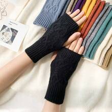 Knitted Gloves Touch Screen Twist Knot Short Wrist Cover Autumn And Winter New Women's Warm Fashion Fake Sleeve Dew Finger Gloves