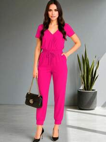 Mono De Mujer Sexy, Comodo Y Ligero Con Detalle De Cinturon #SensaciónDelujo #EstiloRomanticoDeSanValentín - Rosa Fucsia N - Ver 2