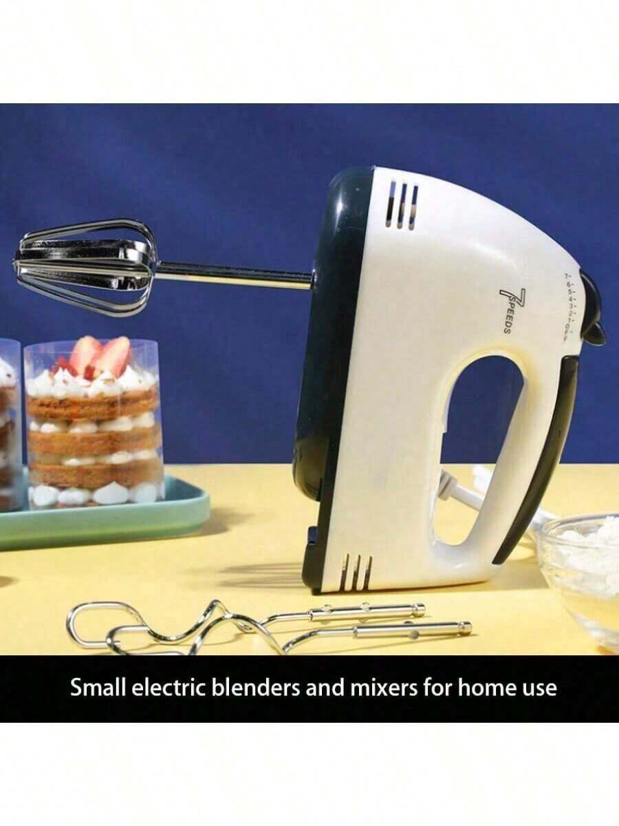 Batidora eléctrica de mano color blanco para batir huevos montar nata amasar masa batir eficazmente con dos varillas siete velocidades regulables fácil de limpiar gran potencia - Blanco - Ver 1