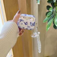 Muschel-blauer Schmetterling Kopfhörer-Etui geeignet für AirPods Pro 2/Pro/4/3/2, modisches Kopfhörer-Etui für Frauen