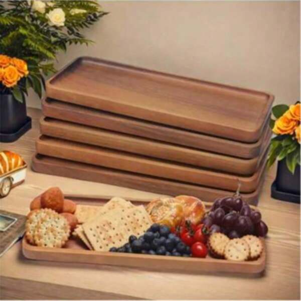1/2pcs Wooden Tray - Versatile Snack Tray, Dessert Plate, Cheese Board, Fruit Platter, Can Be Washed, Decorated, Premium Kitchen Accessory, Suitable For All Seasons