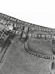 Women's Solid Color Casual Straight Jeans,Mid-Rise Wide Leg Jeans – Versatile Denim Pants For Women, Everyday & All-Season Wear - Grey - View 9