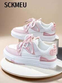 SCKMEU 1 Pair Women's Fashionable Casual Lightweight Sneakers, Versatile Student Wear