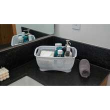 Canastas Organizadoras de Plástico Set de 3 Cestos de Almacenamiento y Decoración Blancos.Ideal para Artículos de Baño, Lavandería, Despensa, Cocina y el Hogar, es Multiusos y Fácil de Limpiar - 1 - Ver 2
