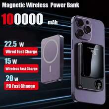10000mAh Magnetic Charger Power Bank Wireless 22.5W USB-C Foldable Stand LED Display For IPhone 16/15/14/13/12 All Series - 黑色 - 查看 4