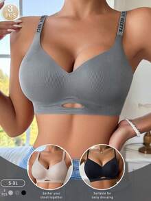 3pcs Casual & Comfortable Women's Lingerie Set, Minimalist Wire-Free Push-Up Bras With Breathable Fabric